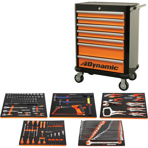 Ensemble d'outils pour m&eacute;canicien automobile avec armoire roulante, 125 morcea Distribution Industrielle GC