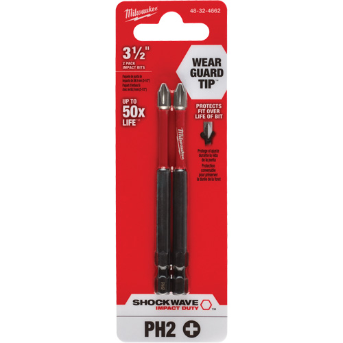 Embout de tournevis Shockwave Impact Duty, Phillips, Embout #2, Prise 1/4", Longueur 3-1/2" Distribution Industrielle GC