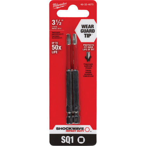 Shockwave Impact Duty Screwdriver Bit, Square, #1 Tip, 1/4" Drive Size, 3-1/2" Length Distribution Industrielle GC
