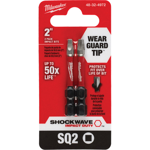 Embout de tournevis Shockwave Impact Duty, Carr&eacute;e, #2, Prise 1/4" Distribution Industrielle GC