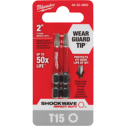 Embout de tournevis Shockwave Impact Duty, Torx, T-15, Prise 1/4" Distribution Industrielle GC