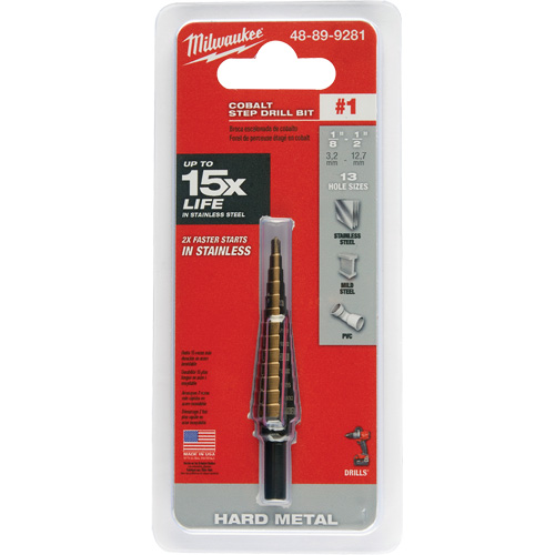 Foret &eacute;tag&eacute;, 1/8"/#1 - #1/1/2", Incr&eacute;ments de 1/32", Acier rapide au cobalt Distribution Industrielle GC