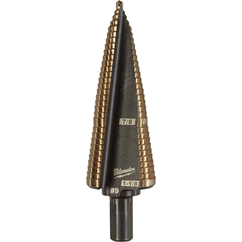 Step Drill Bit, 7/8"/#9 - 1-1/8"/#9 , 1/32" Increments, High Speed Cobalt Distribution Industrielle GC