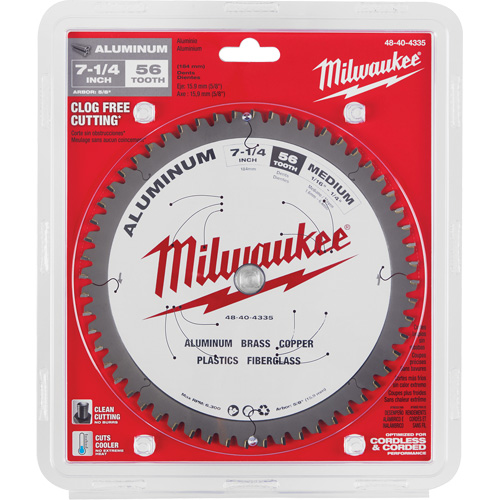 Lame de scie circulaire pour la coupe d'aluminium, 7-1/4", 56 dents, Pour Plastique/Fibre de verre/Non ferre Distribution Industrielle GC
