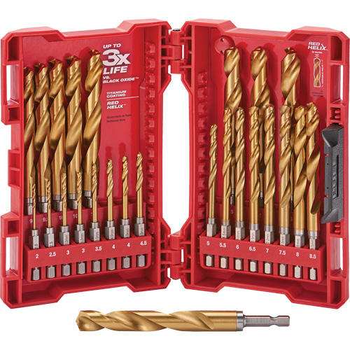 Shockwave Red Helix Metric Drill Bit Set, 25 Pieces, Titanium Distribution Industrielle GC