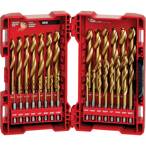 Shockwave Red Helix Drill Bit Set, 29 Pieces, Titanium Distribution Industrielle GC