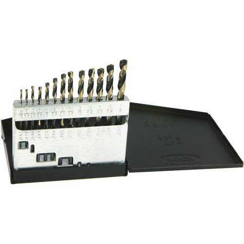Jeu de forets m&eacute;triques courts DRILLCO, 13 morceaux, Acier rapide Distribution Industrielle GC