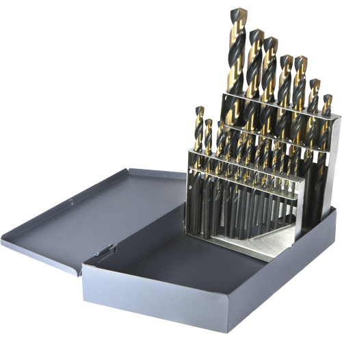Jeu de forets m&eacute;triques courts DRILLCO, 19 morceaux, Acier rapide Distribution Industrielle GC