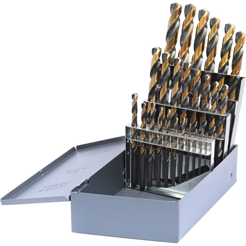 Jeu de forets m&eacute;triques courts DRILLCO, 25 morceaux, Acier rapide Distribution Industrielle GC