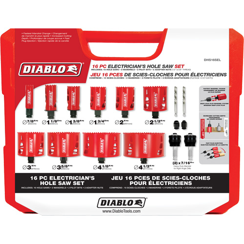 Electrician's Bi-Metal Hole Saw Set, 16 Pieces Distribution Industrielle GC