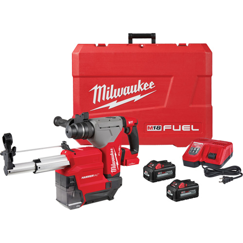 Marteau rotatif M18 Fuel SDS Plus avec ensemble d&eacute;poussi&eacute;reur Hammervac, 18 V, 1-1/8" - 3", 800 tr/min Distribution Industrielle GC