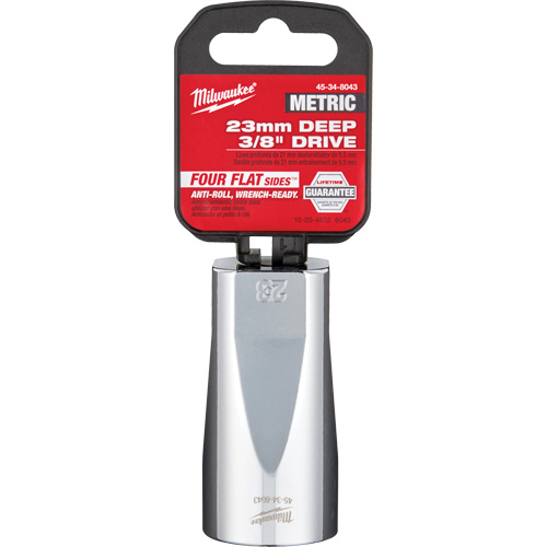 Metric Socket with Four Flat Sides, 23 mm, 3/8" Drive, 6 Points, Deep Distribution Industrielle GC