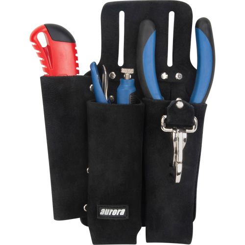 Lineman's Tool Pouch, Multiple Tool Holder, Leather, 3 Pockets Distribution Industrielle GC