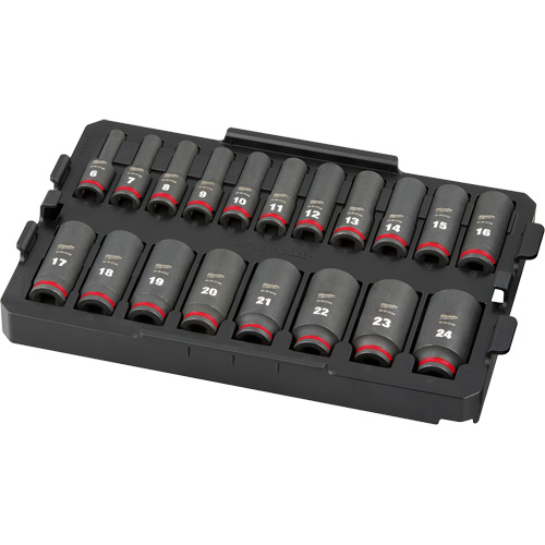 Jeu de douilles profondes 3/8" Shockwave Impact Duty Packout, 19 Mcx, Chocs, Prise de 3/8", Profond Distribution Industrielle GC