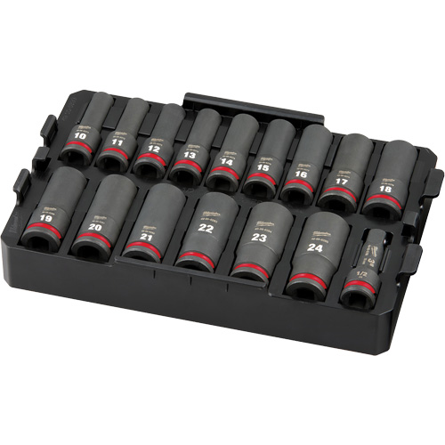 Jeu de douilles profondes 3/8" Shockwave Impact Duty Packout, 16 Mcx, Chocs, Prise de 1/2", Profond Distribution Industrielle GC