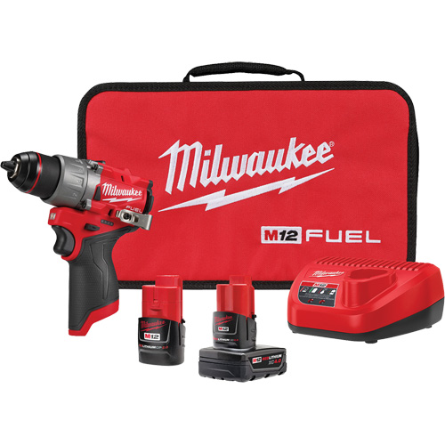 M12 Fuel Drill/Driver Kit, Lithium-Ion, 12 V, 1/2" Chuck, 400 in-lbs Torque Distribution Industrielle GC