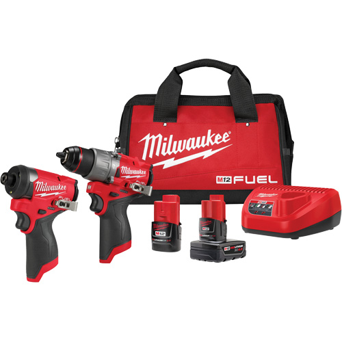 Ensemble tournevis-perceuse 1/2" M12 Fuel & tournevis hexagonal &agrave; percussion 1/4", Lithium-ion, 12 V Distribution Industrielle GC