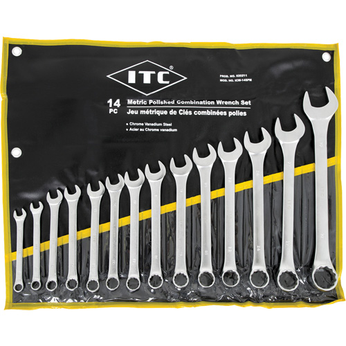 ICW-14PM Polished Wrench Set, Combination, 14 Pieces, Metric Distribution Industrielle GC