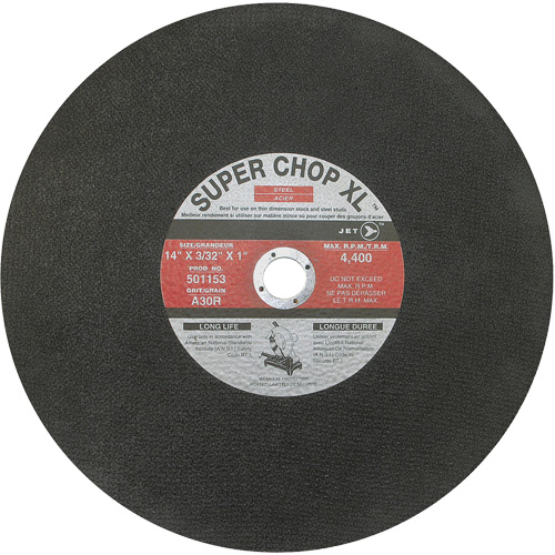 A30R Super Chop Stud-Cutting Cut-Off Wheel, 14" x 3/32", 1" Arbor, Type 1, 4400 RPM Distribution Industrielle GC
