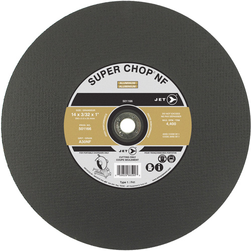 Meule &agrave; tronçonner Super Chop A30NF, 14" x 3/32", Arbre de 1", Type 1, 4400 Tr/min Distribution Industrielle GC