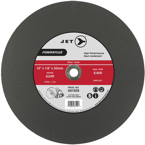 A24R PowerPlus Cut-Off Wheel, 12" x 1/8", 20 mm Arbor, Type 1, 6600 RPM Distribution Industrielle GC