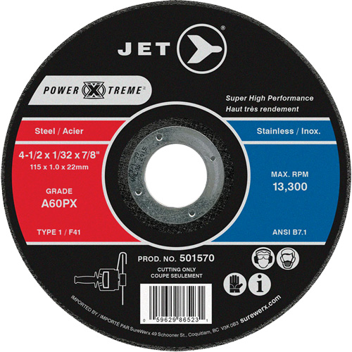 A60PX Power-Xtreme Cut-Off Wheel, 4-1/2" x 1/32", 7/8" Arbor, Type 1, 13300 RPM Distribution Industrielle GC