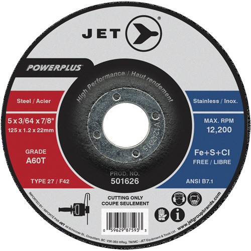 Meule &agrave; tronçonner PowerPlus A60T, 5" x 3/64", Arbre de 7/8", Type 27, 12 200 Tr/min Distribution Industrielle GC