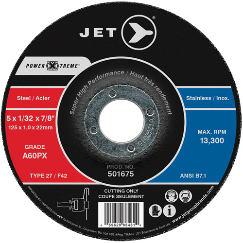Meule &agrave; tronçonner Power-Xtreme A60PX, 4-1/2" x 3/64", Arbre de 7/8", Type 27, 13 300 Tr/min Distribution Industrielle GC