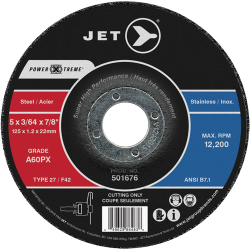 A60PX Power-Xtreme Cut-Off Wheel, 5" x 3/64", 7/8" Arbor, Type 27, 12200 RPM Distribution Industrielle GC