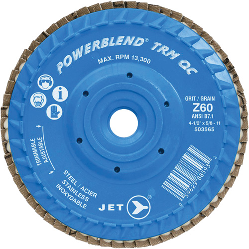 PowerBlend TRM QC Trimmable Flap Disc, 4-1/2" x 5/8"-11, Type 27, Z60 Grit, Zirconia Alumina Distribution Industrielle GC