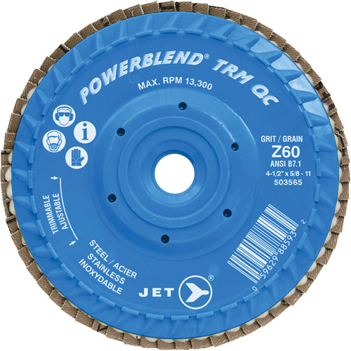 PowerBlend TRM QC Trimmable Flap Disc, 5" x 5/8"-11, Type 27, Z60 Grit, Zirconia Alumina Distribution Industrielle GC