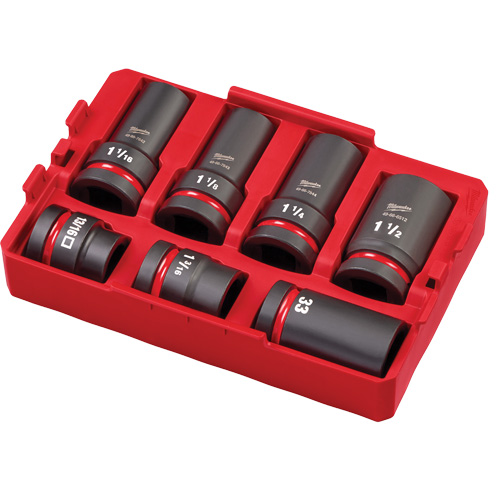 Jeu de douilles SAE & m&eacute;triques Packout Shockwave Impact Duty pour l'entrtien de roues, 7 Morceaux, Prise de 1" Distribution Industrielle GC