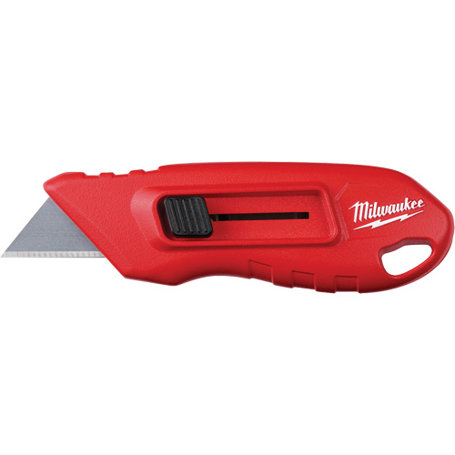 Couteau &agrave; lame r&eacute;tractable compacte actionn&eacute;e par bouton &agrave; glissi&egrave;re lat&eacute;rale, Prise en M&eacute;tal Distribution Industrielle GC