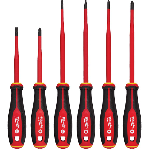 Jeu de tournevis isol&eacute;s &agrave; pointe &eacute;troite, 6 mcx, Magn&eacute;tique Distribution Industrielle GC