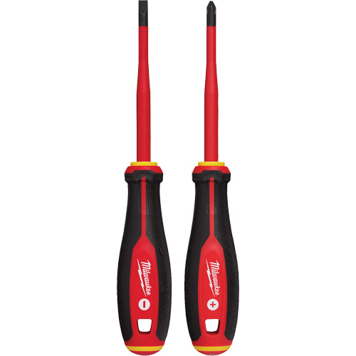 Jeu de tournevis isol&eacute;s &agrave; pointe &eacute;troite, 2 mcx, Magn&eacute;tique Distribution Industrielle GC