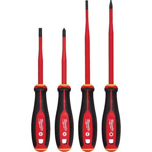 Jeu de tournevis isol&eacute;s &agrave; pointe &eacute;troite, 4 mcx, Magn&eacute;tique Distribution Industrielle GC