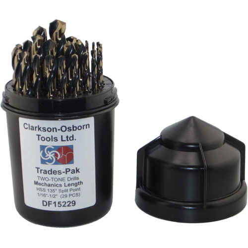 Jeu de forets de m&eacute;canicien 2 tons 29 mcx, Acier rapide Distribution Industrielle GC