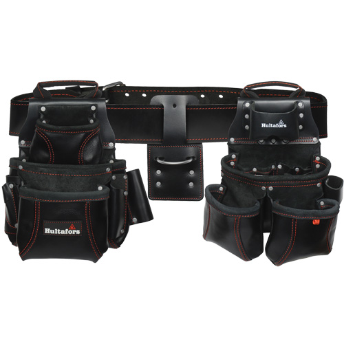 Syst&egrave;me de porte-outils combin&eacute; pour charpentier de 4 morceaux, Cuir, Noir Distribution Industrielle GC