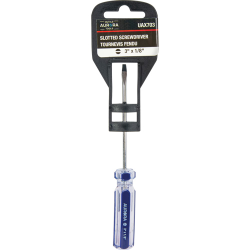 Blue Transparent Striped Slotted Screwdriver, 1/8" Tip, Round, Plastic Handle Distribution Industrielle GC