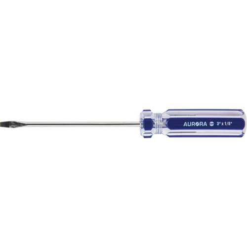 Blue Transparent Striped Slotted Screwdriver, 1/8" Tip, Round, Plastic Handle Distribution Industrielle GC