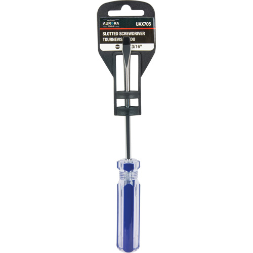 Blue Transparent Striped Slotted Screwdriver, 3/16" Tip, Round, Plastic Handle Distribution Industrielle GC