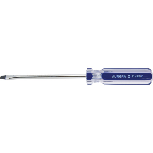 Blue Transparent Striped Slotted Screwdriver, 3/16" Tip, Round, Plastic Handle Distribution Industrielle GC