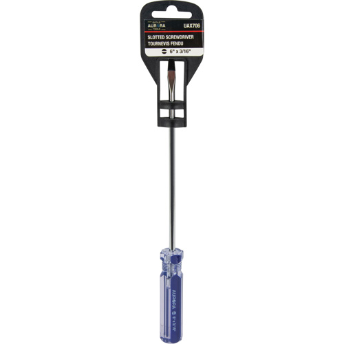 Tournevis &agrave; fente bleu transparent avec bandes, Tige de 3/16", Ronde, Prise en Plastique Distribution Industrielle GC