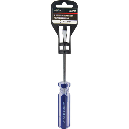 Blue Transparent Striped Slotted Screwdriver, 1/4" Tip, Round, Plastic Handle Distribution Industrielle GC