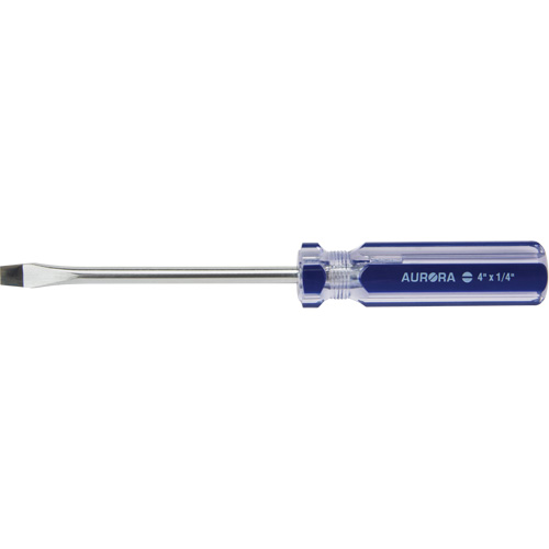 Blue Transparent Striped Slotted Screwdriver, 1/4" Tip, Round, Plastic Handle Distribution Industrielle GC