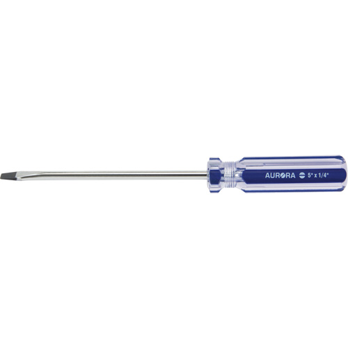 Tournevis &agrave; fente bleu transparent avec bandes, Tige de 1/4", Ronde, Prise en Plastique Distribution Industrielle GC