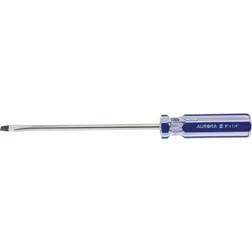 Tournevis &agrave; fente bleu transparent avec bandes, Tige de 1/4", Ronde, Prise en Plastique Distribution Industrielle GC