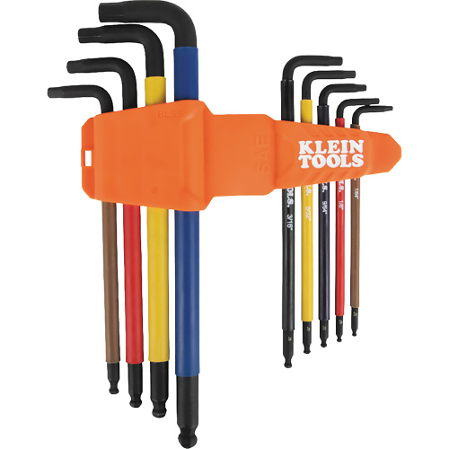Jeu de cl&eacute; hex de style L extra longues et chromocod&eacute;es avec support, 9 mcx, Imp&eacute;rial Distribution Industrielle GC