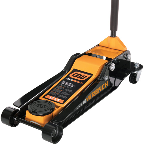 Cric de plancher &agrave; profil bas, 3,5 tonne(s) Capacit&eacute;, 3-3/4" Abaiss&eacute;e, 21-3/4" &eacute;lev&eacute;e, Hydraulique &agrave; main Distribution Industrielle GC