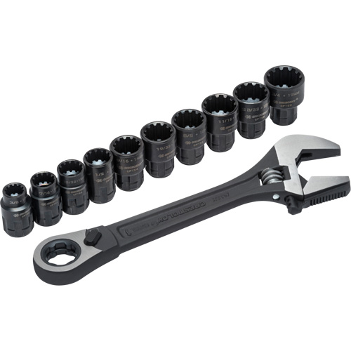 Ensemble de cannelure & cl&eacute; ajustable Pass-Thru X6 11 mcx, 13" lo, la max. 2-27/50", Phosphate noir Distribution Industrielle GC